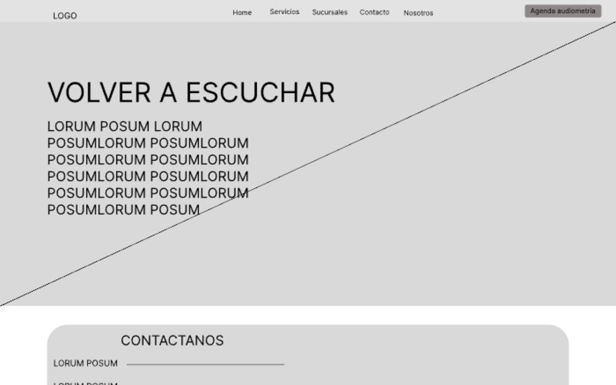 Sonovit home page, lo-fi wireframe
