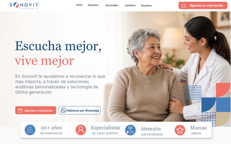 Sonovit home page, final design