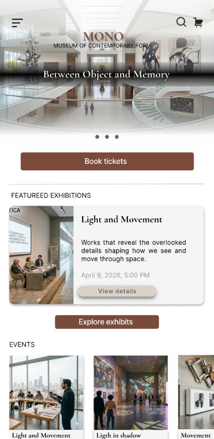 MONO home screen, final design
