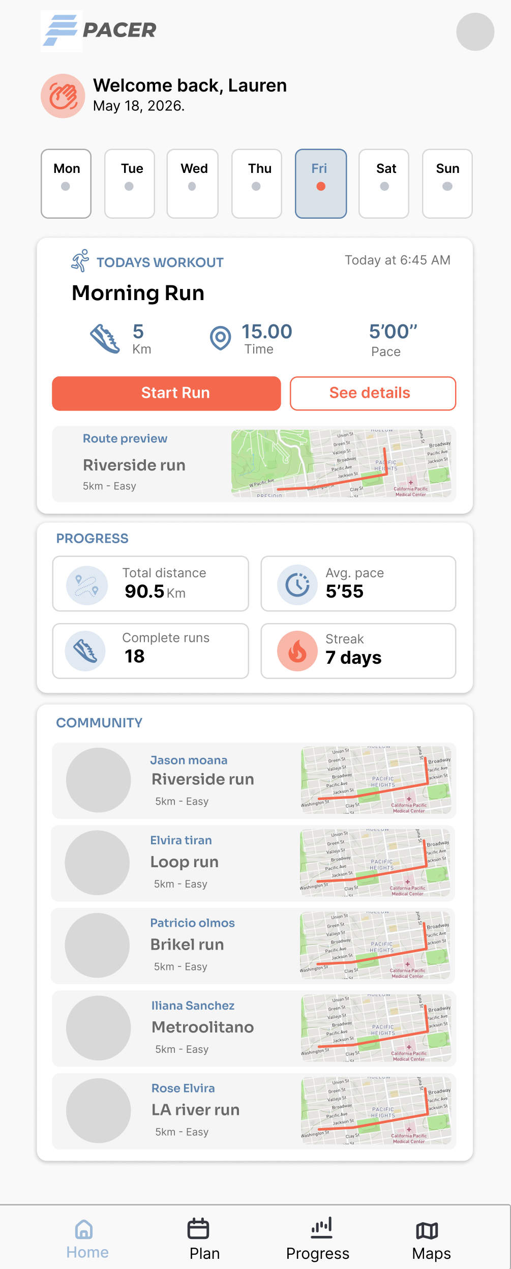 PACER mobile — home