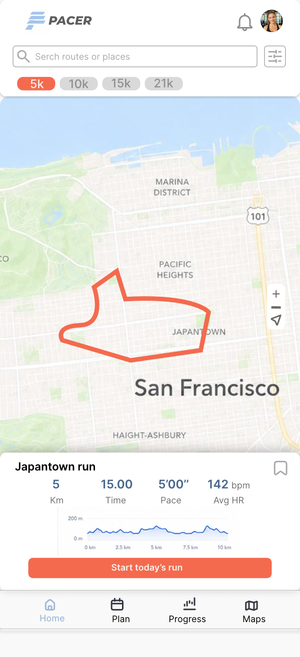 PACER mobile — maps and routes